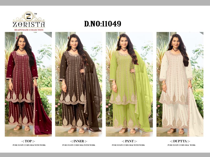 11049 A To D By Zorista Cloud Silk Readymade Pakistani Suits
